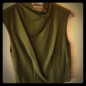 Hand sewn wool forest green crop top